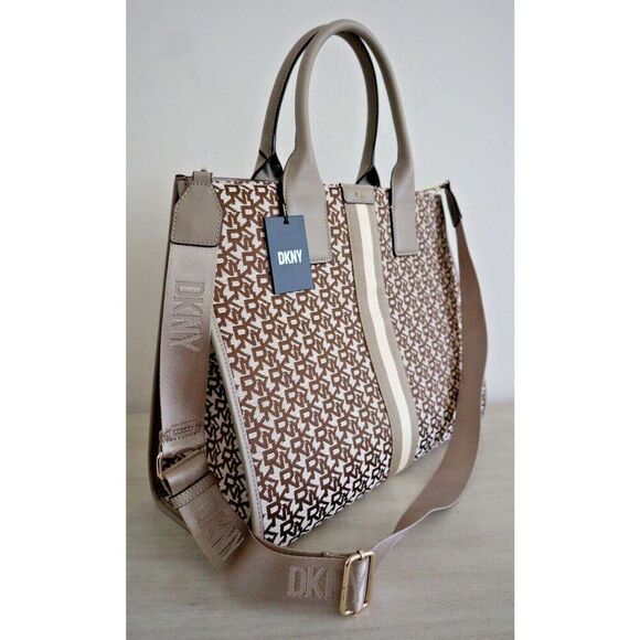 DKNY R23AFW37 Women's Brown/Tan Carlita Tote Bag w/Shoulder/Crossbody Strap - Picture 8 of 11